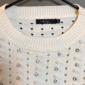 Buckle Boutique Pearl and Rhinestone sweater